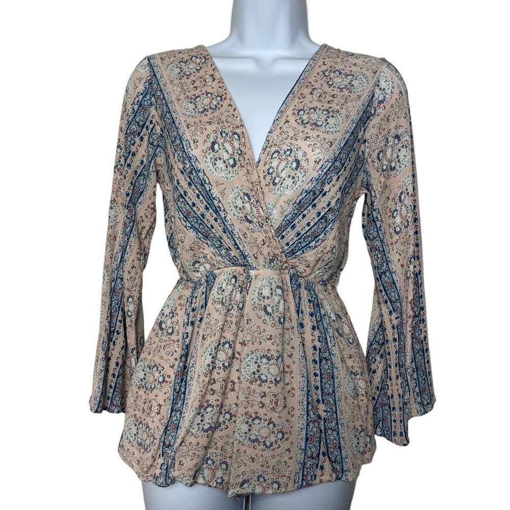 Audrey 3+1 Long Sleeve Floral Bohemian Romper Size Small